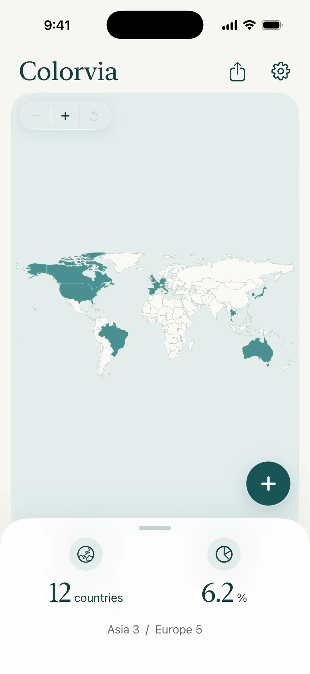 Colorvia — Colour the places you’ve been. Watch the map fill in.